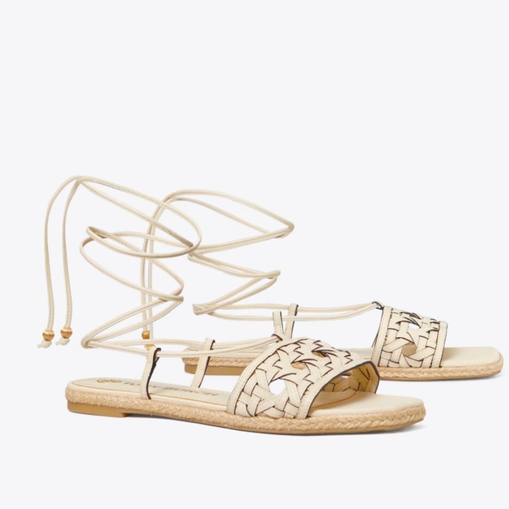 NWT Tory Burch Basket-weave espadrille, Nee Cream, size 9.5, $228